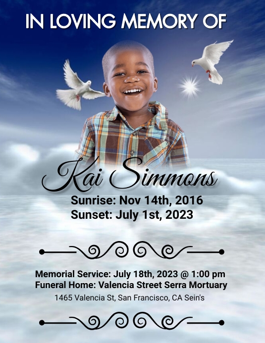 Funeral Announcement flyer,simple modern Template PosterMyWall